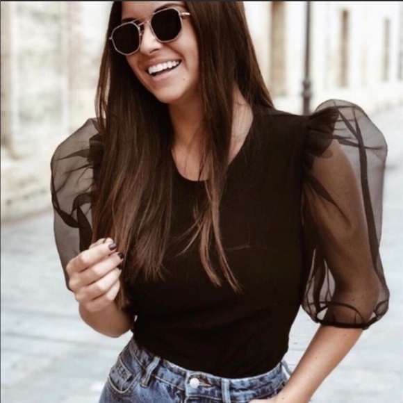 Zara Tops - ORGANZA SLEEVE TOP